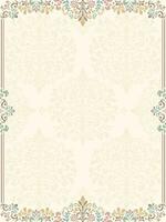 AdobeVector design of postcard in pastel colors with luxurious ornaments. Invitation wedding card design with space for your text and vintage patterns. Illustrator Artwork vector