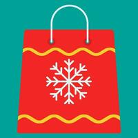 Flat christmas icon. Vector background white and red. Happy new year holiday and Merry Christmas. Gift and gift package with Snowflake sign. Vector illustration shop or shopping.