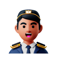 pilot face 3d profession avatars illustrations png