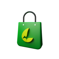 eco shopping bag 3d green energy icon png