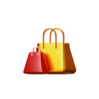 illustrazione 3d delle borse della spesa di lusso dell'icona di e-commerce png