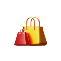 icono de comercio electrónico bolsas de compras de lujo ilustración 3d png