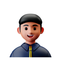happy student boy character face 3d illustration icon png