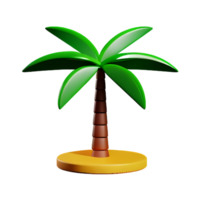 playa palma árbol 3d viaje y fiesta ilustración png