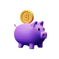 süß Schweinchen Bank mit fallen lassen Münze 3d machen Symbol png