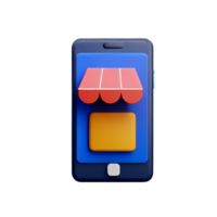 3d online shopping store with cute mobile icon ecommerce png