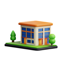 edificio 3d representación icono ilustración png