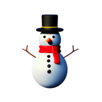 christmas 3d snowman with black hat illustration png