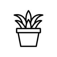 Succulent pot, aloe vera plant icon in line style design isolated on white background. Editable stroke. vector