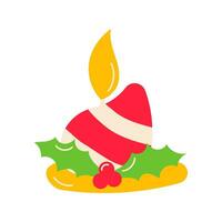 candle christmas holly light cozy icon element vector