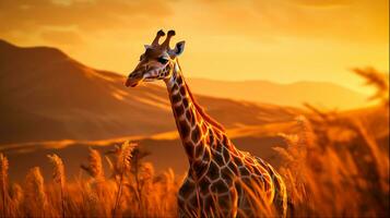 Giraffe in the field, Generative Ai photo