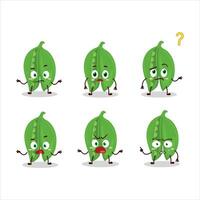 Cartoon character of peas with what expression vector