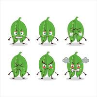 Peas cartoon character with various angry expressions vector