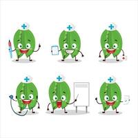 médico profesión emoticon con chícharos dibujos animados personaje vector