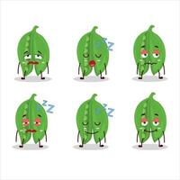 Cartoon character of peas with sleepy expression vector