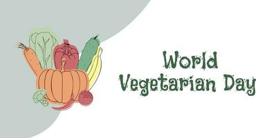 mundo vegetariano día ilustración bandera con vegetales vector