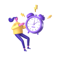 3d personnage avec alarme l'horloge et éclat pour ui ux la toile mobile applications social médias png