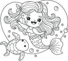 Vector illustration of a mermaid for coloring book, coloring pages, etc