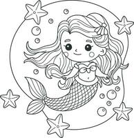 Vector illustration of a mermaid for coloring book, coloring pages, etc