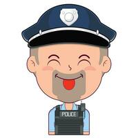 policeman playful face cartoon cute vector