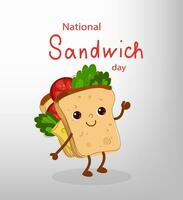 Happy sandwich day. Vector hand drawn doodle cartoon illustration