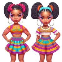 Caribbean Girls with Braids AI Generated png