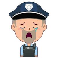 policía llorando y asustado cara dibujos animados linda vector