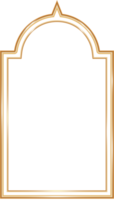 Ramadan window frame shape. Islamic golden arch. Muslim mosque element of architecture with ornament. Turkish gate and door png