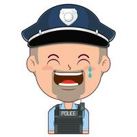 policeman laughing face cartoon cute vector