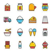 Pack of Food Ingredients Coloured Line Icons vector