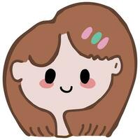 Cute brown hair girl icon vector