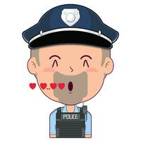 policeman whistling love face cartoon cute vector