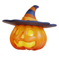 3d ilustración de un calabaza en un sombrero png