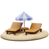 3d ilustración de playa silla y paraguas png