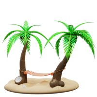 3d illustration of coconut tree and hammock png