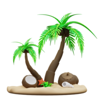 3d Illustration von Kokosnuss Bäume auf das Strand png