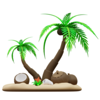 3d illustrazione di Noce di cocco alberi su il spiaggia png
