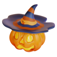 3d illustrazione di un' zucca nel un' cappello png