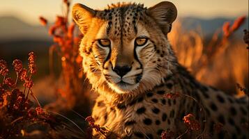 leopardo corriendo en africano salvaje animal fotografía, generativo ai foto
