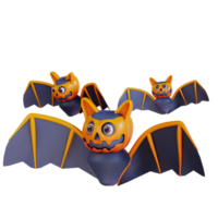 3d illustration de Trois halloweens chauves-souris png