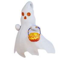 3d illustration of cute ghost and pumpkin png