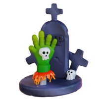 3d ilustración de zombies mano y cementerio png