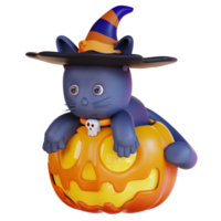 3d illustration of cat and pumpkin png