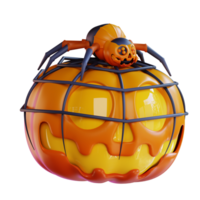 3d ilustración de araña y calabaza png