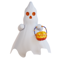 3d illustration of cute ghost and pumpkin png