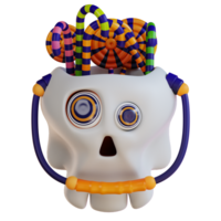 3d illustratie van halloweens schedel en snoep png