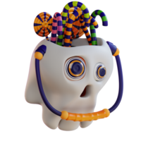 3d illustration of Halloweens skull and candy png