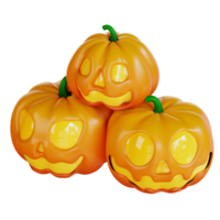 3d illustration of three halloween pumpkins png