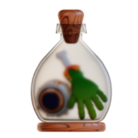 3d illustration of zombie hand and eye in a bottle png