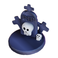 3d illustration of skull and grave png